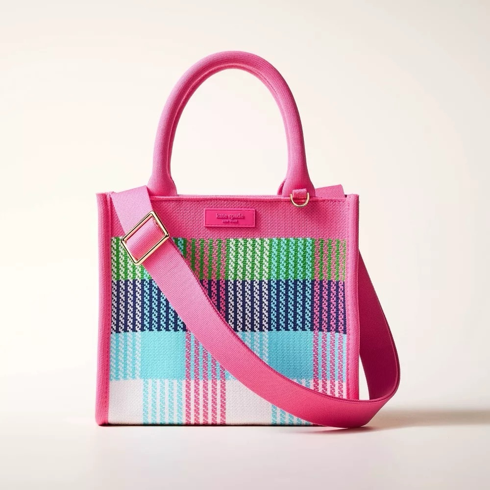 Kate Spade x Target Red/Pink/Green/Blue Plaid Knit Crossbody Bag